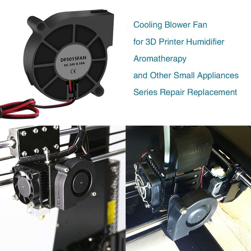UMLIFE 4PCS 3D Printer Blower Fan 5015 DC 24V Brushless Cooling Fan Oil Bearing 50x50x15mm Fan with 2 Pin Terminal for Humidifier Aromatherapy Repair Replacement Hotend Extruder Heatsinks(24V 0.1A) - Image 5